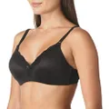 Maidenform Comfort Devotion Lace Bra, Wirefree Bra with Full Coverage, Push-Up Bra with Natural Lift, Comfortable Bra, Black W/Body Beige Lining, 40D