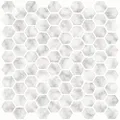 In Home InHome NH2359 Hexagon Marble Peel Stick Backsplash Tiles, White & Off-White