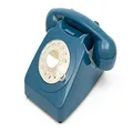 GPO 746 Rotary 1970s-Style Retro Landline Telephone, Classic Telephone with Ringer On/Off Switch, Curly Cord, Authentic Bell Ring for Home, Hotels- Azure Blue