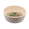 Beco Printed Bamboo Food and Water Dog Bowl Waves Large
