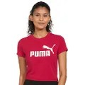 PUMA Women's Essential Slim Logo Tee, Persian Red, X-Large