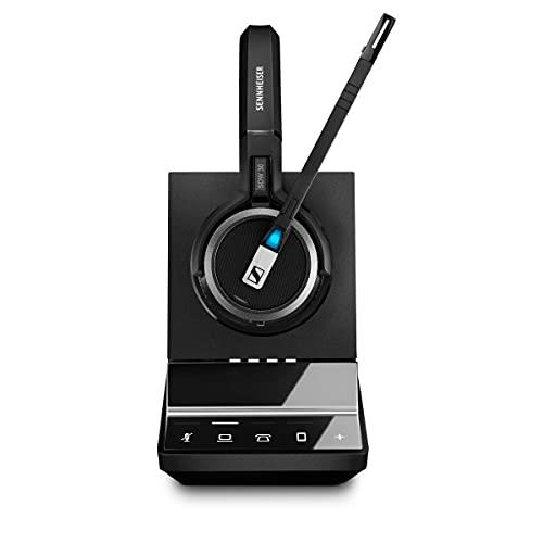 EPOS I Sennheiser SDW 5065 DECT Wireless Office Headset with Base Station, for Desk Phone and PC, binaural Headset, Bendable Boom arm LD2-1000606 Black Medium