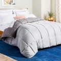 Linenspa All-Season Reversible Down Alternative Quilted Oversized Queen Comforter - Hypoallergenic - Plush Microfiber Fill - Machine Washable, Oversized Queen, Stone/Charcoal, LSMICOPARENT