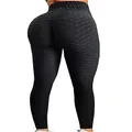 SEASUM Women's High Waist Yoga Pants Tummy Control Slimming Booty Leggings Workout Running Butt Lift Tights, A-Black, Large