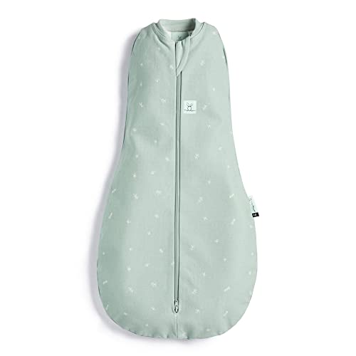 ergoPouch 0.2 TOG Cocoon Swaddle Bag, Newborn Size, Sage Print –Organic Cotton, Two-Way Zip, Arms In/Out, Lightweight & Breathable, Ideal For Room Temperatures (22–26°C)