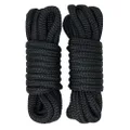 Rainier Supply Co Dock Lines - 2 Pack 4.6m (15') Premium Double Braided Nylon Dock Line/Mooring Lines with 30cm (12 inch) Eyelet - Boat Accessories - Black
