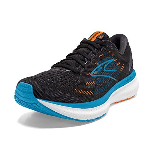 Brooks Men's Glycerin 19 Running Shoe, Black Blue Orange, 8.5 US