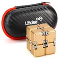 Lifidea Aluminum Alloy Metal Infinity Cube Fidget Cube (5 Colors) Handheld Fidget Toy Desk Toy with Cool Case Infinity Magic Cube Relieve Stress Anxiety ADHD OCD for Kids and Adults (Gold)