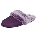Jessica Simpson Women's Comfy Faux Fur House Slipper Scuff Memory Foam Slip on Anti-Skid Sole, Purple, X-Large