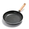 GreenPan Hudson Healthy Ceramic nonstick 30 cm Frying Pan Skillet, Wood Inspired Handle, PFAS-Free, Dishwasher Safe, Black