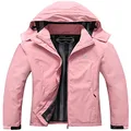 OTU Women's Waterproof Rain Jacket Lightweight Hooded Raincoat for Hiking Travel Outdoor, Pink, Large