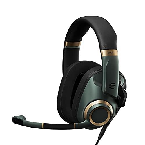 EPOS H6PRO Closed Acoustic Professional Gaming Headset; Detachable Lift-to-Mute Mic; Over-Ear; Lightweight & Comfortable; PC, Xbox, Playstation, Switch Comaptible; Wired Headset (Racing Green)