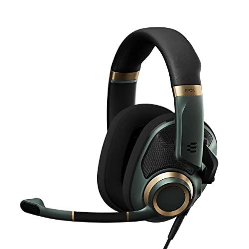 EPOS H6PRO Open Acoustic Professional Gaming Headset; Detachable Lift-to-Mute Mic; Lightweight, Comfortable, Durable; PC, Xbox, Playstation, Switch Compatible; Wired Headset (Racing Green)