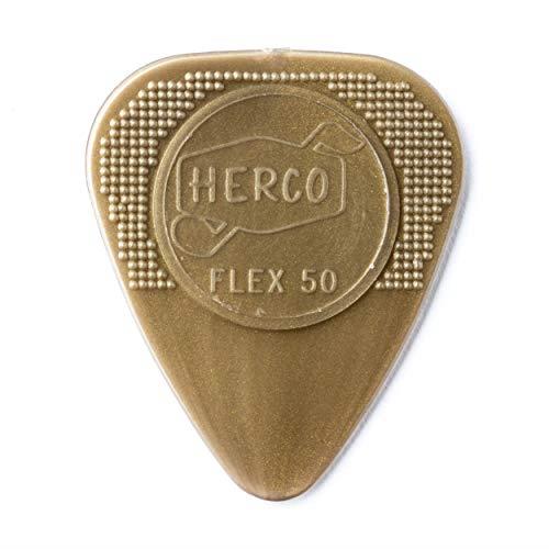 Herco® HE210 Flex 50 Nylon Flat Picks, Gold, Medium, 100/Bag