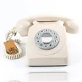 GPO 746 Push-Button 1970S-Style Retro landline Phone - Curly Cord Authentic Bell Ring - Ivory