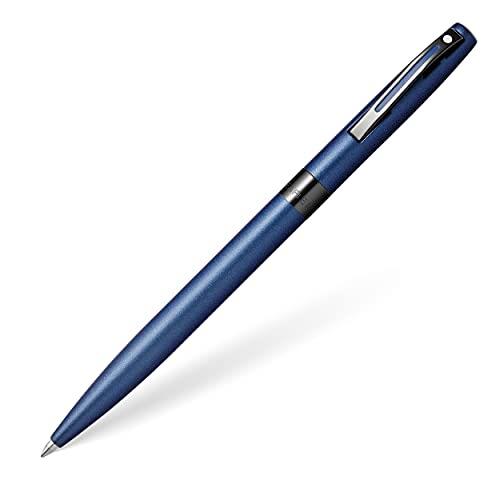 Sheaffer Reminder Matte Blue lacquer Ballpoint Pen with Polished Black PVD trim in premium gift box packaging