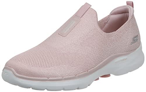 Skechers Women's GO Walk 6 - Glimmering Sneaker, Light Pink, 6.5 US