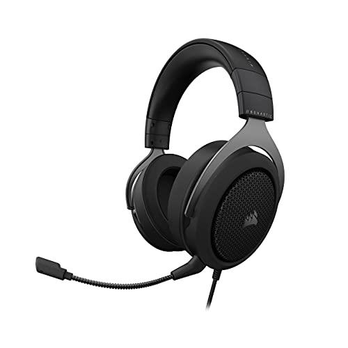 CORSAIR HS60 HAPTIC Stereo Gaming Headset with Haptic Bass (Haptic Bass Powered by Taction Technology, Plush Memory Foam Ear Cups, Custom-Tuned 50mm Neodymium Audio, Detachable Microphone) Carbon