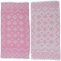 Bersuse 100% Cotton Teotihuacan Dual-Layer Handloom Turkish Towel - 39X71 Inches, Pink