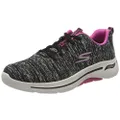 Skechers Women's GO Walk Arch FIT Sneaker, Black Textile/Hot Pink Trim, 9.5 US