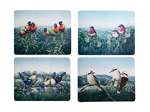 Maxwell & Williams Birds of Australia KC 10 Year Anniversary Cork Back Placemat 34x26.5 Centimeter Set of 4 Assorted Gift Boxed