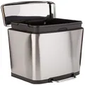 Amazon Basics 40 Liter / 10.5 Gallon Soft-Close, Smudge Resistant Trash Can with Foot Pedal - Brushed Stainless Steel