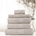 Royal Comfort Luxury Bath Towels Set Bamboo Cotton Blend 450GSM Absorbent Plush Luxurious - 2 x Bath Towels, 1 x Hand Towel, 1 x Wash Towel, 1 x Bath Mat (Beige, 5 Piece Set)