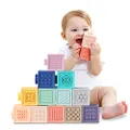 Baby Blocks Soft Building Blocks Baby Toys Educational Squeeze Play with Numbers Animals Shapes Textures 6 Months and Up 12PCS