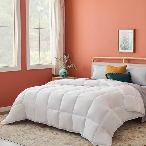 Linenspa Comforter Duvet Insert Oversized Queen White Down Alternative All Season Microfiber-Oversized Queen Size - Box Stitched