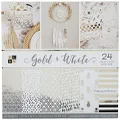 Die Cuts with a View Card Stock, Gold & White Premium Printed Cardstock Stack-12x12, Crafts Sheets Holographic Foil Double Sided Printed Cardstock Cardstock for Crafts Cardstock for Scrapbooking