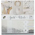 Die Cuts with a View Card Stock, Gold & White Premium Printed Cardstock Stack-12x12, Crafts Sheets Holographic Foil Double Sided Printed Cardstock Cardstock for Crafts Cardstock for Scrapbooking