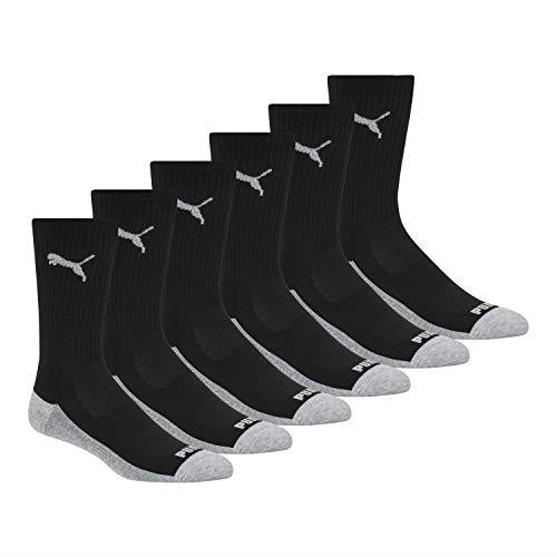 PUMA Men's Men's 6 Pack Crew Socks, Black/Gray, 10 13 US