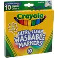 CRAYOLA 58-7851 Washable Markers 10pk, Ultra Clean, Thick or Thin lines, Durable Tip, Student, School, Classroom, Multicolor