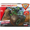 MECCANO Junior, Official Monster Jam Grave Digger Monster Truck STEM Model Building Kit with Pull-Back Motor, Kids Toys for Ages 5 and Up, Multicolor, 6060171