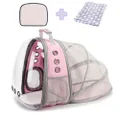 Lollimeow Pet Carrier Backpack, Bubble Backpack Carrier, Cats and Puppies,Airline-Approved, Designed for Travel, Hiking, Walking & Outdoor Use (Pink-Expandable)