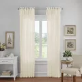 Elrene Home Fashions Crushed Semi-Sheer Adjustable Tie Top Single Panel Window Curtain Drape, Ivory, 52" x 95" (1 Panel)