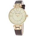 Anne Klein Women's 109168IVBN Gold-Tone Stainless Steel Watch with Brown Leather Band