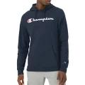 Champion Men's Hooded Long-Sleeve Tee Shirt for Men, Cotton Men's T-Shirt Hoodie, Script Logo, Navy Script, X-Large