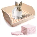 CalPalmy X-Large Rabbit Litter Box with 10PCS Bonus Pads, Drawer, Corner Toilet Box 17.3" x 13" and Bigger Pet Pan for Adult Guinea Pigs, Chinchilla, Ferret, Galesaur, Small Animals
