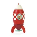 Janod - Wooden Magnetic Rocket to Build 5 Pieces - 16 cm - Building Game from 2 Years Old, J05207, Red