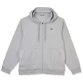 Lacoste Men's PERFORMANCE ZIP FRONT Hooded Sweatshirt, Silver Chine, Small UK