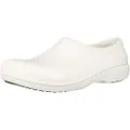Crocs Men's and Women's On The Clock Clog | Slip Resistant Work Shoes, White, 13 Women / 11 Men