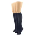 HUE Women's Soft Opaque Knee High Socks (Pack of 3), Navy, 2