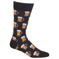 Hot Sox Men's Fun Cocktail Drinks Crew Socks-1 Pair Pack-Cool & Funny Happy Hour Gifts, Beer (Black), 6-12
