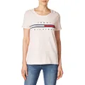Tommy Hilfiger Women’s Adaptive Short Sleeve Signature Stripe T-Shirt with Magnetic Buttons, Soft Pink, Medium