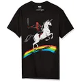 Marvel Deadpool Riding A Unicorn On A Rainbow T-Shirt, Black, X-Small