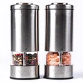 KSL Electric Salt and Pepper Grinder Set of 2 (Batteries Included) - Adjustable Powered Shakers - Automatic One Hand Mills - Stainless Steel Battery Operated Peppermill - Christmas & New Year Gift Kit