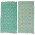 Bersuse 100% Cotton Teotihuacan Dual-Layer Handloom Turkish Towel - 39X71 Inches, Mint Green
