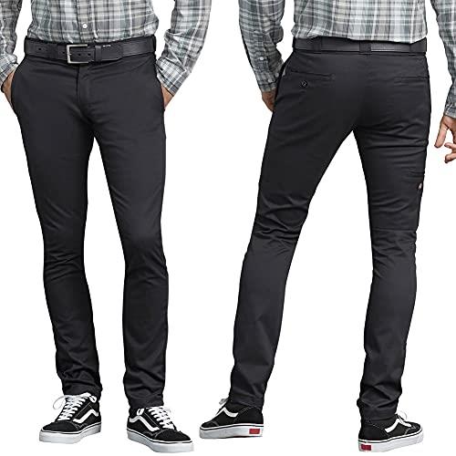 Dickies Men's Skinny Straight Fit Work Pant, Black, 33W x 32L