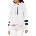 Nautica Women's Classic Supersoft 100% Cotton Pullover Hoodie, Bright White, X-Small